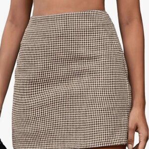 Houndstooth Haigh Waist Mini Skirt